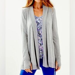 Lilly Pulitzer Elena Wrap Grey Long Sleeve Cardigan Jacket Size Medium